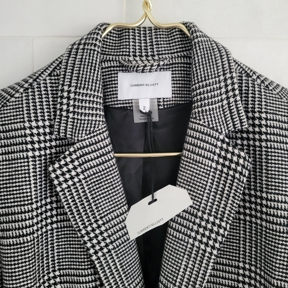 NWT Current/Elliott Calla Blazer Jacket Black White Houndstooth 2-Button Size 2 - Picture 4 of 10